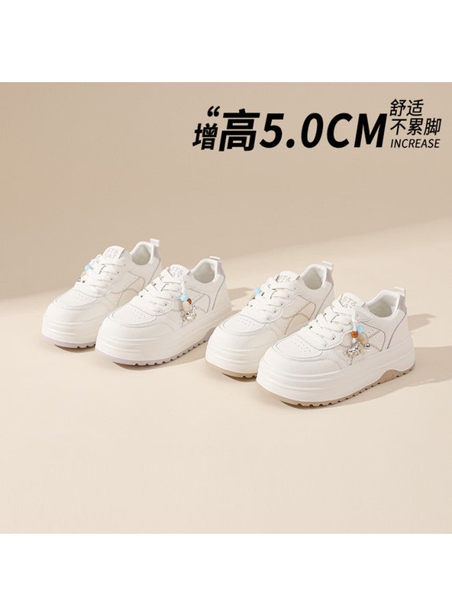 St&Sat Saturday Thick Sole Heightening White Sneakers 26 Spring Fashion Commuting Board Shoes Comfortable Versatile Casual Women's Shoes - Image 5