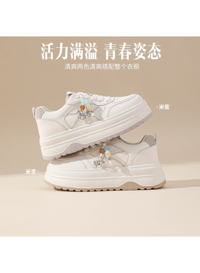 St&Sat Saturday Thick Sole Heightening White Sneakers 26 Spring Fashion Commuting Board Shoes Comfortable Versatile Casual Women's Shoes - Image 3