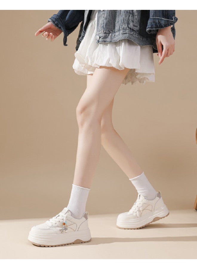 St&Sat Saturday Thick Sole Heightening White Sneakers 26 Spring Fashion Commuting Board Shoes Comfortable Versatile Casual Women's Shoes - Image 1