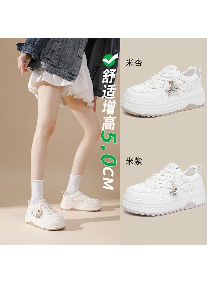 St&Sat Saturday Thick Sole Heightening White Sneakers 26 Spring Fashion Commuting Board Shoes Comfortable Versatile Casual Women's Shoes - Image 2