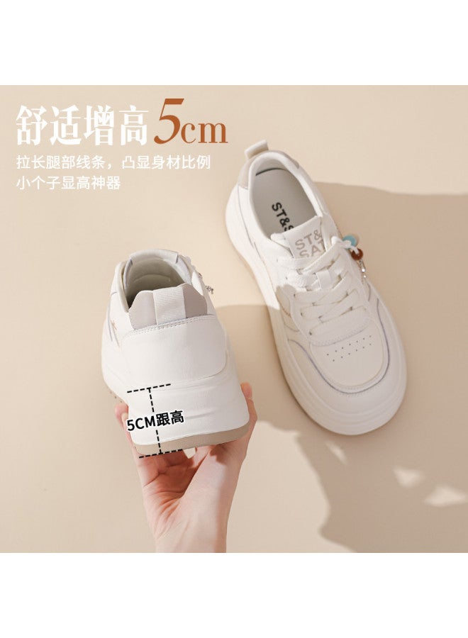 St&Sat Saturday Thick Sole Heightening White Sneakers 26 Spring Fashion Commuting Board Shoes Comfortable Versatile Casual Women's Shoes - Image 4