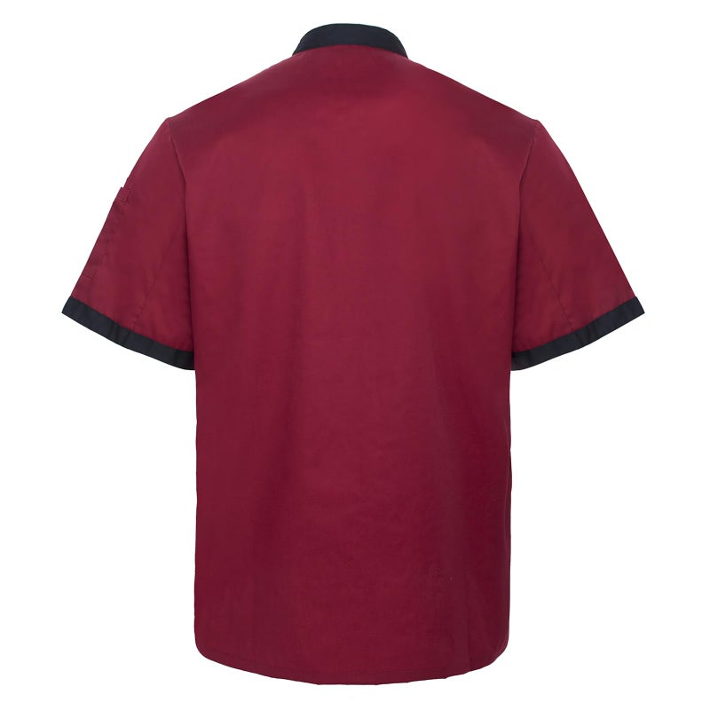 TopTie Unisex Short Sleeve Chef Coat Jacket, Red - Image 2