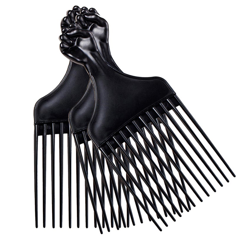 Soft N Style Plastic Hair Pick Combs for Women and Men 3 Pack Black Detangling Combs for Afro Curly Hair Braiding and Styling