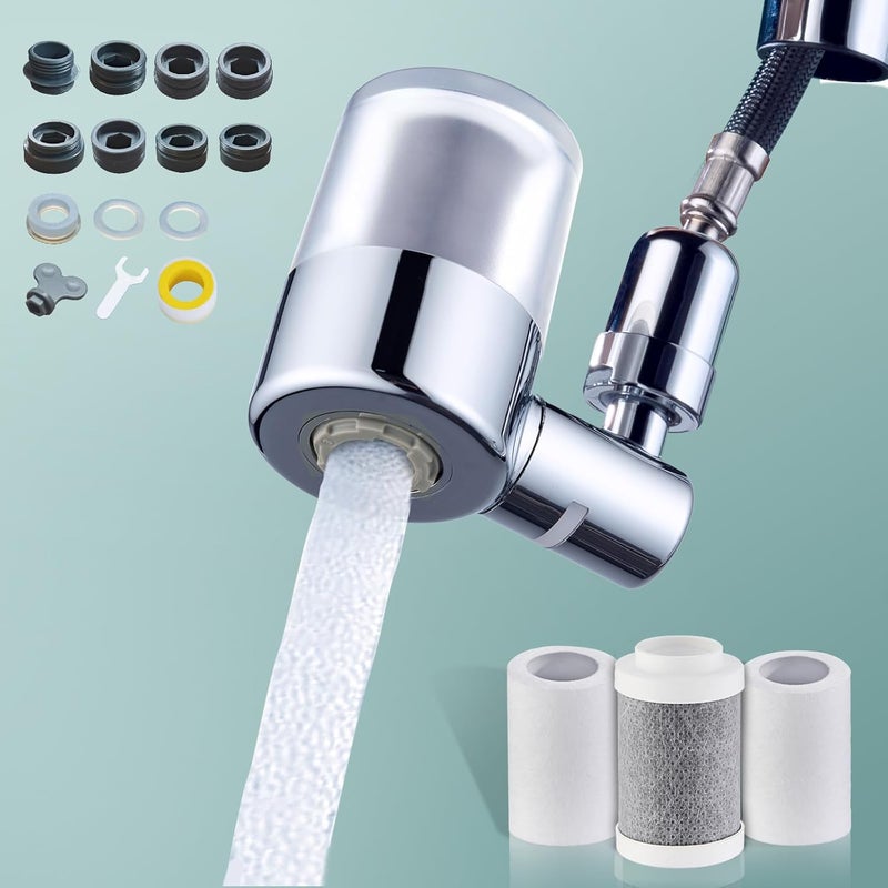 ATQ Water Filter for Sink Faucet with 3pcs Replacement Filters Reduce Chlorine, Lead, 720° Rotating, 2 Modes,Faucet Filter for Kitchen Sink, Pull Out Kitchen/Bathroom/RV Faucets (Aerator720) - Image 1