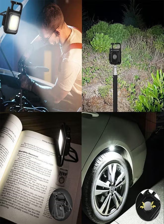 800 Lumen Rechargeable Mini Flashlights with Keychain, Portable Flashlight with 3 Lighting Modes, Folding Bracket, Bottle Opener and Magnetic Base for Walking - Image 3