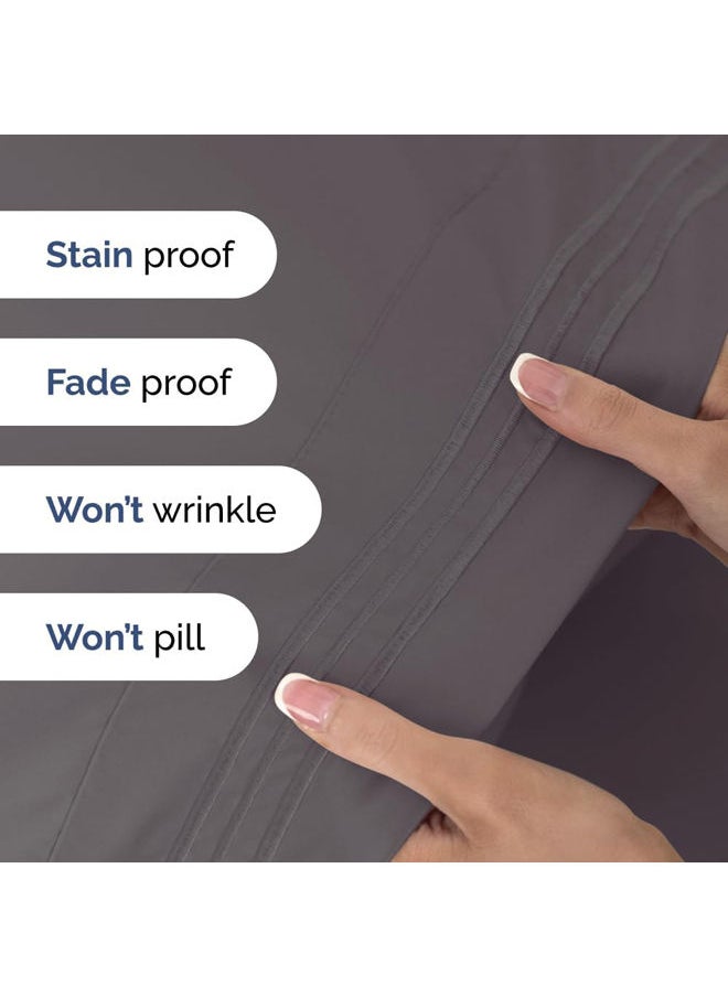SIGNOOLA - Signoola Flat Sheet Set Of 4 Pieces - Comfy Breathable & Cooling Sheets - Hotel Luxury Bed Sheets ( 180 x 240 cm )   - Deep Pockets, Easy-Fit, Extra Soft - Dark Grey - Image 1