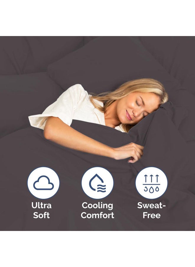 SIGNOOLA - Signoola Flat Sheet Set Of 4 Pieces - Comfy Breathable & Cooling Sheets - Hotel Luxury Bed Sheets ( 180 x 240 cm )   - Deep Pockets, Easy-Fit, Extra Soft - Dark Grey - Image 1