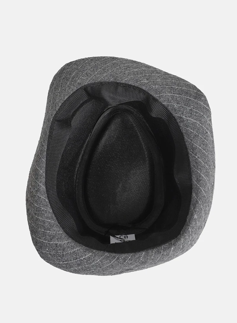 Haute Sauce Striped Fedora Hat - Grey