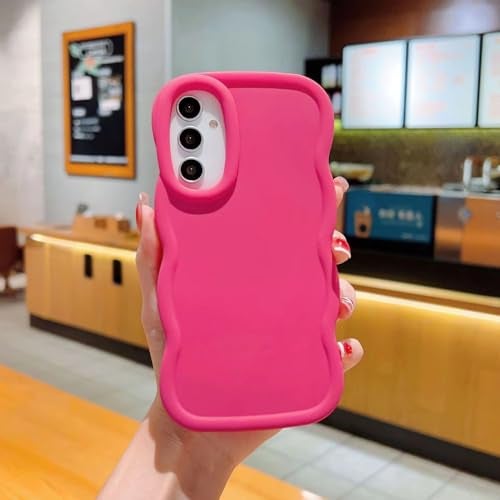KC Back Cover for Samsung Galaxy A16 5G - 3D Big Wave Shape Shockproof Bumper Soft Silicone Case with Camera Protection (Pink) - Image 1