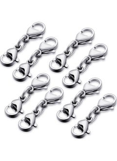 Mtlee Double Lobster Clasp Extender Double Claw Connector Silver Bracelet Extension Clasp Small Bracelet Extender Necklace Shortener Clasp For Diy Jewelry Making Women Girls 25Mm/ 0.98 Inch (8 Pieces)  - Image 1