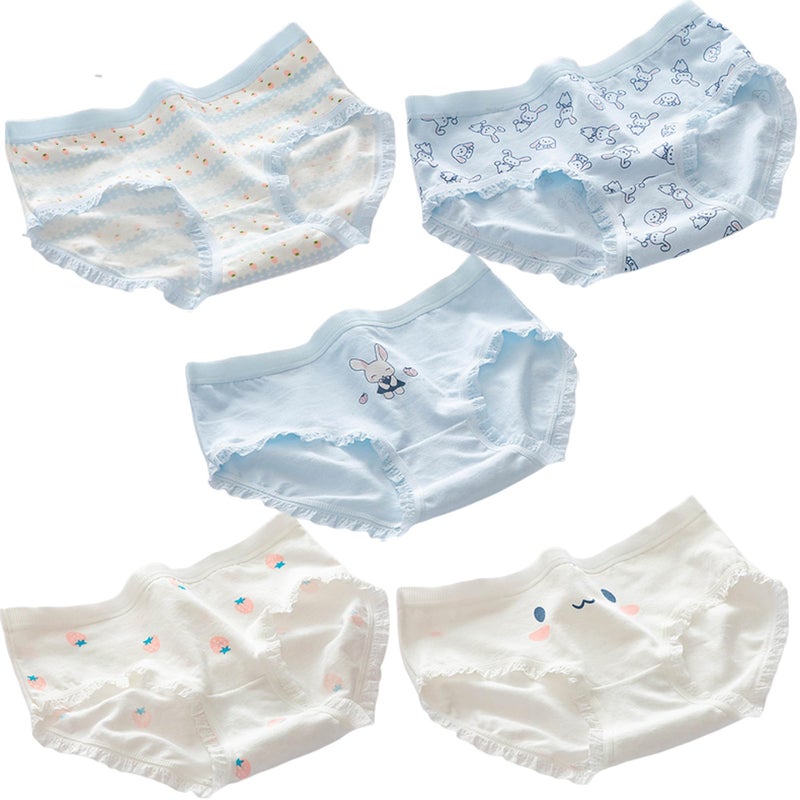 SINMIUANIME Women's Panties Breathable Cotton Brief Cosplay Anime Print Underwear Cute 5-Pack (8015Strawberry Rabbit) - Image 1
