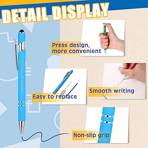 Seajan 36 Pcs Employee Appreciation Gift Pen Bulk Thank You for All You Do 2 in 1 Stylus Pen Multicolor Fine Point Pens for Men Women Coworker Volunteer Teacher Student - Image 3