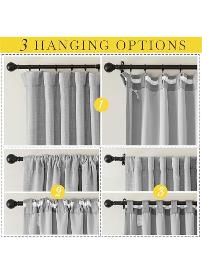 Arabest Extra Wide Light Grey Sliding Door Curtains, Hook Belt/Rod Pocket/Back Tab Faux Linen Thermal Drape Room Dividers Window Treatments for Living Room/Bedroom, W100 x L84, 1 Panel  - Image 4