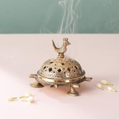Nestroots Antique Brass Tortoise Dhoop Dani | 5-Inch Turtle-Shaped Incense Burner for Traditional Rituals, Positive Energy Flow, Fragrance Diffusion, and Cultural Celebrations - Image 1