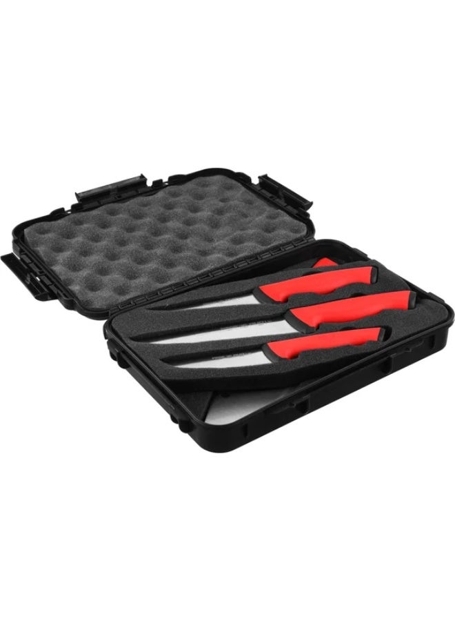 PiRGE Stainless Steel Knife Set, 5 Pieces - Silver Red - Image 2