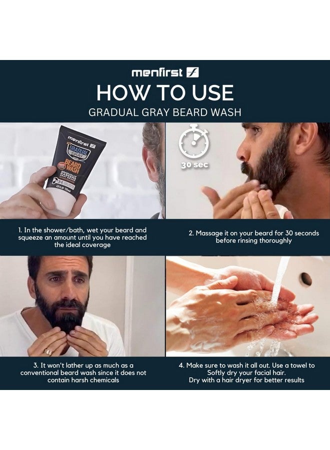 MENFIRST Gradual Grey Reducing Beard Wash For Light Shades - Beard Wash For Light Brown To Blonde Hair - Beard Color Shampoo For Men - 4.60 Fl - Image 2
