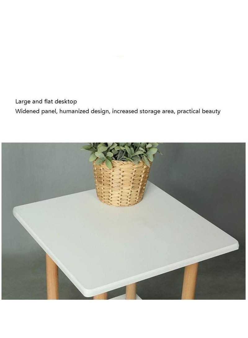 WALALLA 2-Tier Wooden Side Tall End Table and Nightstand Bedside Desk with Storage Rack for Living Room Bedroom Office - Image 4