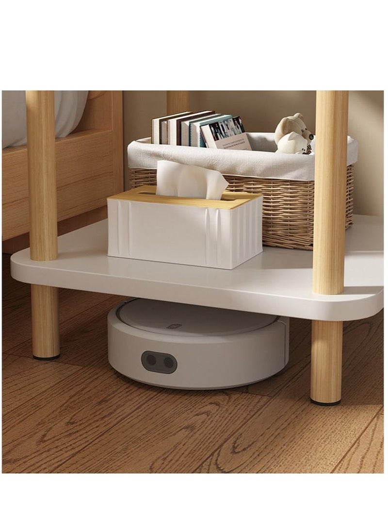 WALALLA 2-Tier Wooden Side Tall End Table and Nightstand Bedside Desk with Storage Rack for Living Room Bedroom Office - Image 2