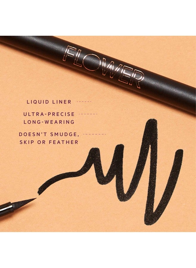 FLOWER BEAUTY By Drew Barrymore Forever Wear Winged Eyeliner - Long-Lasting + Smudge-Proof - Liquid Eyeliner + Winged Applicator (All-Nighter) - Image 2
