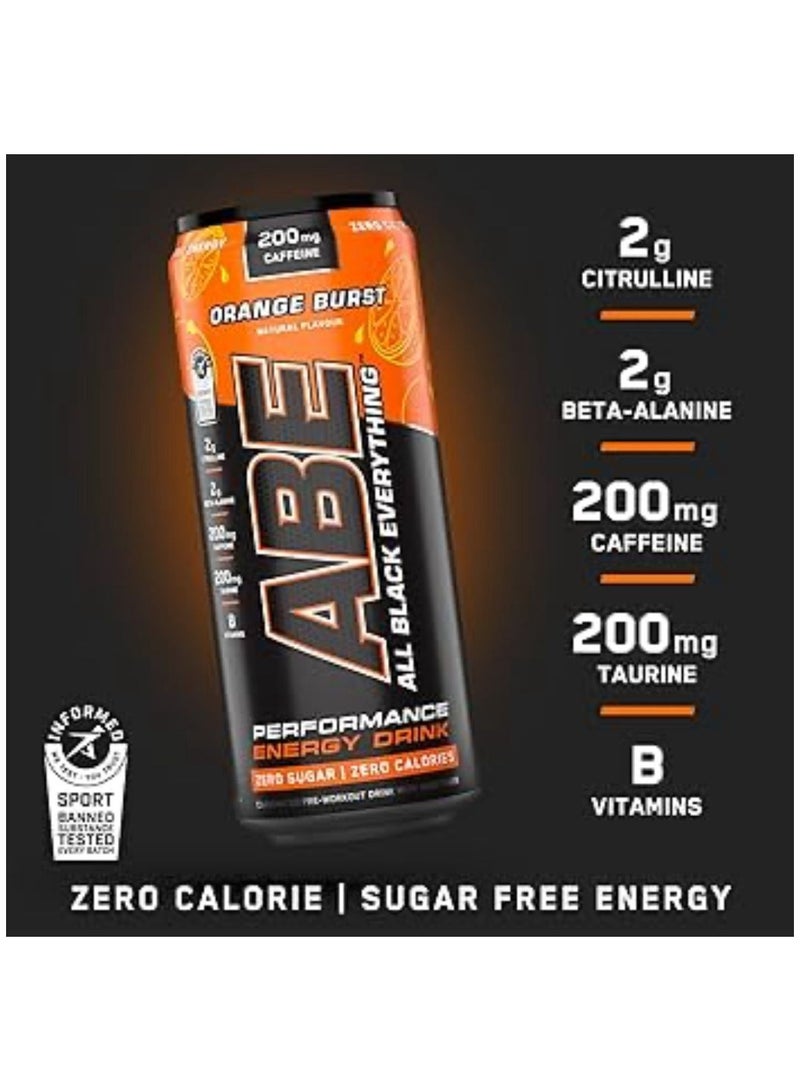 Applied Nutrition ABE Energy Drinks, Orange Burst , 330ml, Pack of 12 - Image 2