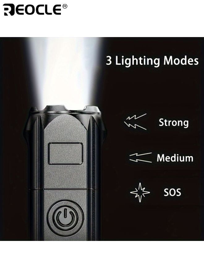 ريوكل مصباح طوارئ LED قابل للسحب بزوم تلسكوبي ومقاوم للماء قابل لإعادة الشحن عبر USB-C بأربع مستويات سطوع مناسب للتخييم والعمل في الخارج - Image 2