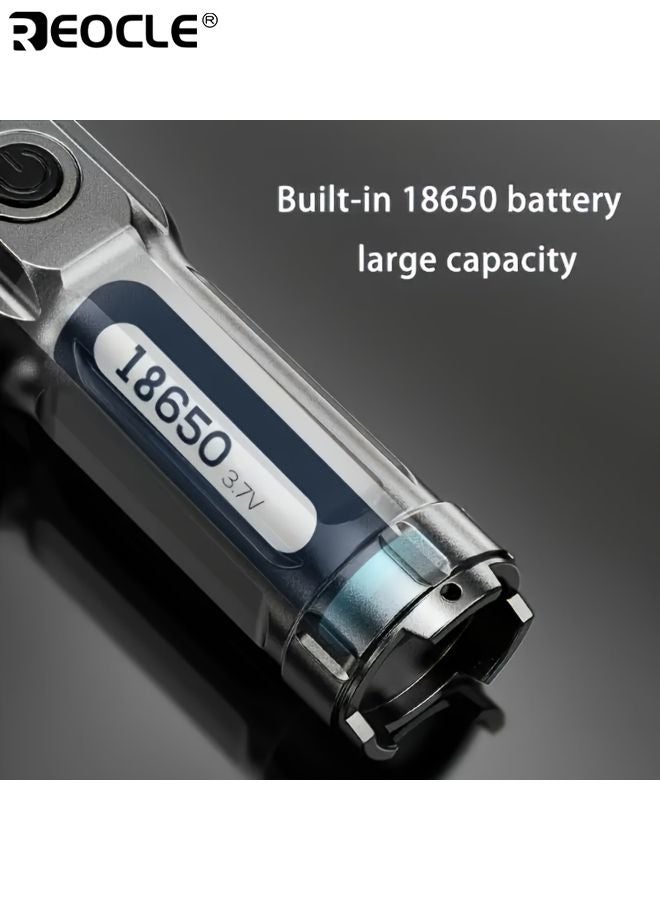 ريوكل مصباح طوارئ LED قابل للسحب بزوم تلسكوبي ومقاوم للماء قابل لإعادة الشحن عبر USB-C بأربع مستويات سطوع مناسب للتخييم والعمل في الخارج - Image 4