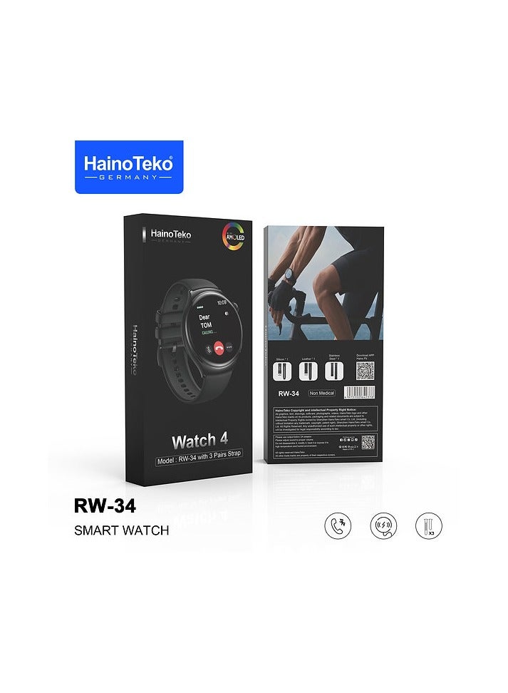 Haino Teko Haino Teko RW34 Smartwatch – AMOLED Display, Watch 4 Design, Stylish & Functional - Image 2