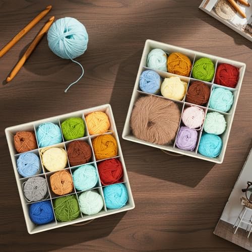 Temlum Yarn Storage Organizer with 3 Stackable Trays, Large Yarn Storage Container with Adjustable Dividers Crochet Storage for Yarns, Crochet Hooks, Knitting Needles, Crochet Accessories - Image 4