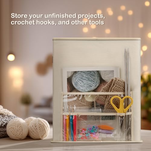 Temlum Yarn Storage Organizer with 3 Stackable Trays, Large Yarn Storage Container with Adjustable Dividers Crochet Storage for Yarns, Crochet Hooks, Knitting Needles, Crochet Accessories - Image 5