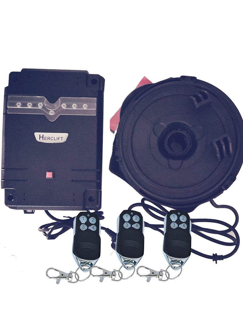 HERCULIFT Garage Door Roll Machine,  with 3 Remote, control, manual ، Powerful & Secure Garage Opener | Manual Release, Auto Reverse, Weatherproof Design، Automatic Garage Door Motor | Silent, Durable & Smart Control | Easy DIY Install - Image 1