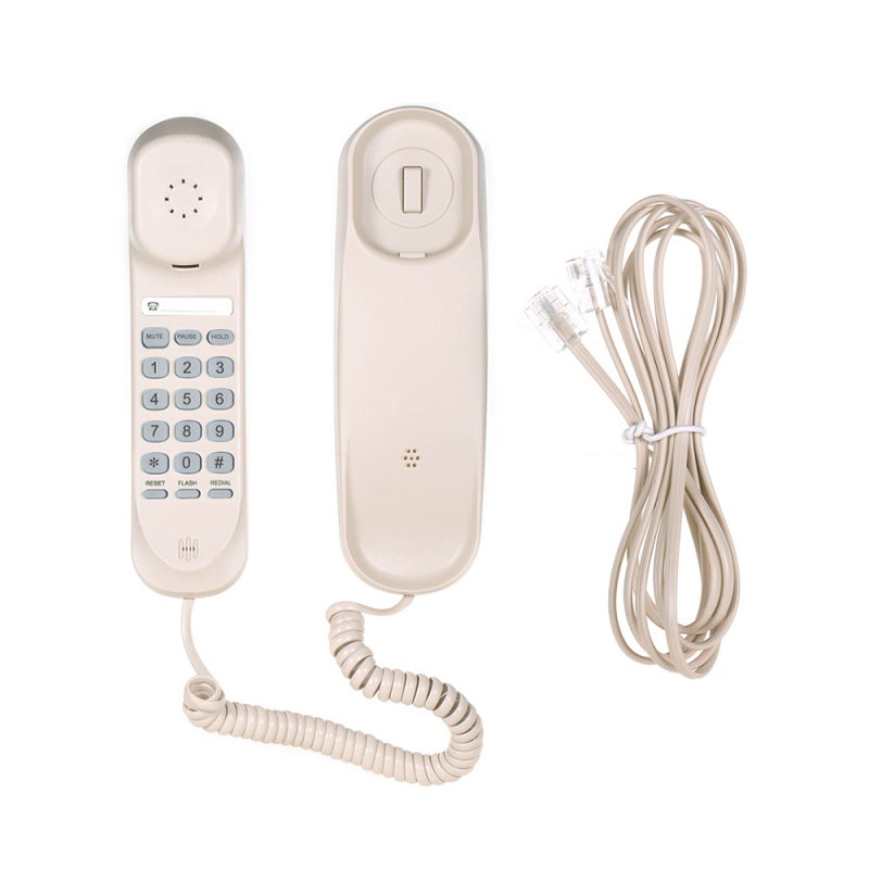 Mini Desktop Corded Landline Phone Fixed Telephone Wall Mountable Supports Mute/ Pause/ Hold/ Reset/ Flash/ Redial Functions for Home Hotel Office Bank Call Center - Image 2