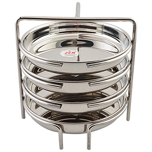 Jain Stainless Steel Thatte Idly Stand - 4 Plates | Thatte Idli Plate with Stand | Thattu/Plate/Dhokla | Idly/Dhokla Holders | Silver Color & Small Size With 4 Plates | Pack of 1 - Image 1
