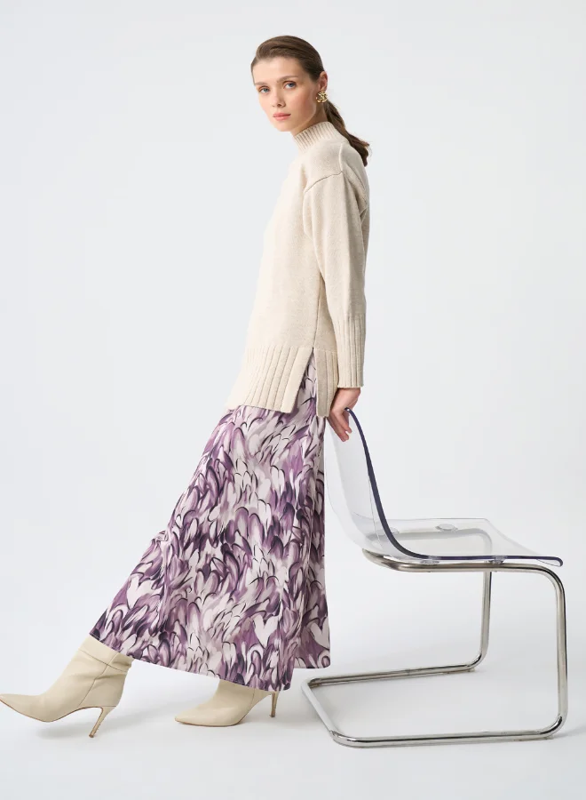 MIZALLE MIZALLE ELLIPS PATTERNED SATIN SKIRT