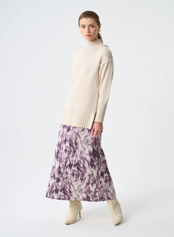 MIZALLE MIZALLE ELLIPS PATTERNED SATIN SKIRT