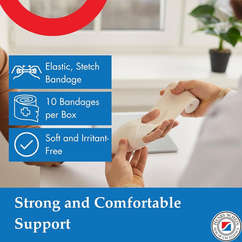 Henry Schein SelfClosure Elastic Bandage 4 x 45 Yards Tan NonSterile Box of 10  Stretch Bandage with Velcro Closure LatexFree Comfortable  Reliable Support - Image 3