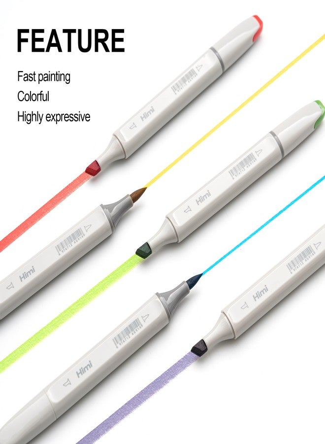 هيمي مجموعة أقلام تلوين هيمي سي سي 48 لونًا في علبة هدايا، أقلام تلوين كحولية سريعة الجفاف برأسين برائحة منعشة للفنانين البالغين لتلوين الرسومات التوضيحية - Image 3