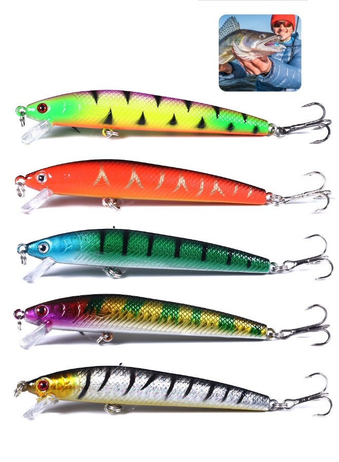 5 PCS Lure Fishing Hook, Artificial Bait Fishing, Fishing Lures for Pike, Ultra Sharp Sinking Bionic Artificial Lures Freshwater Wobbler Set with 3D Eyes for Trout, Perch, Pike, Chub, Zander - Image 1