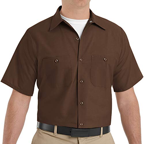 Red Kap Men's Industrial Work Shirt, Short Sleeve, Chocolate Brown, Medium - Image 4