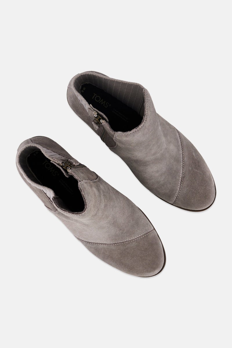 TOMS Women Sadie Zipper Closure Ankle Wedge Boots, Grey - Image 4
