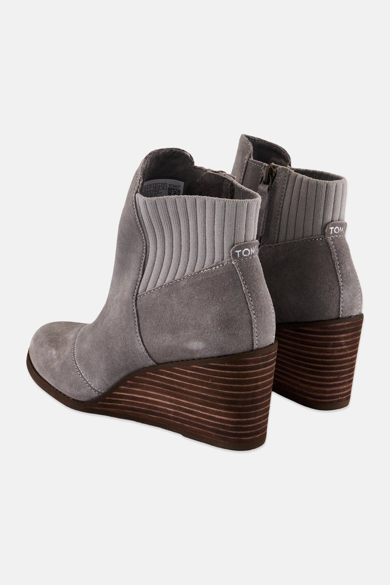 TOMS Women Sadie Zipper Closure Ankle Wedge Boots, Grey - Image 2