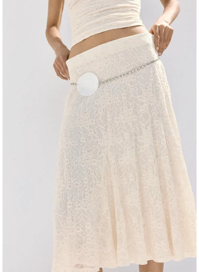 مانجو Midi Skirt With Broderie Anglaise Details
