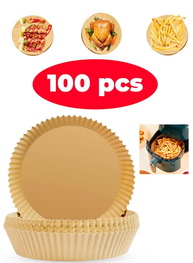 NiceArt 100 pieces of air fryer circular non stick steamer pad, used for high-temperature baking of food with silicone oil paper - Image 1