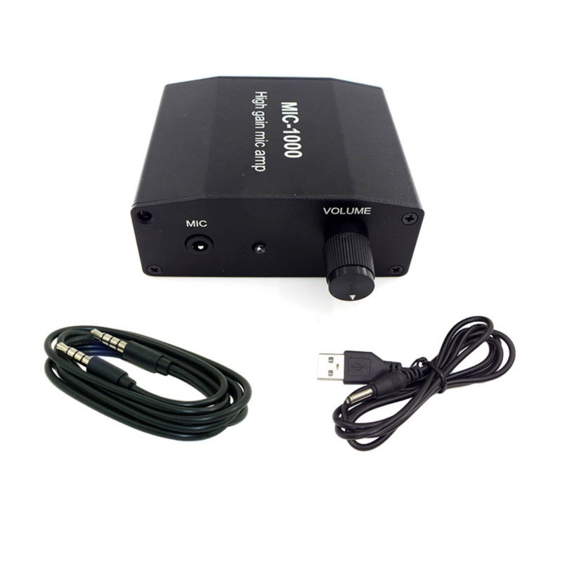 Mini 1000x Sound Preamp Microphone Amplifier High Sensitivity For Smartphone With 3.5mm Port Black - Image 2