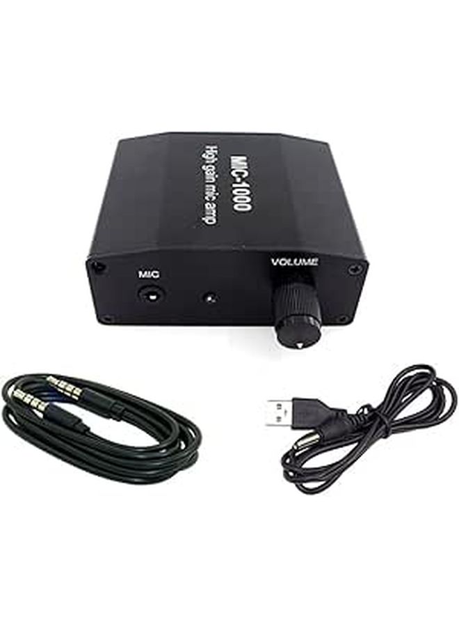 Mini 1000x Sound Preamp Microphone Amplifier High Sensitivity For Smartphone With 3.5mm Port Black - Image 1