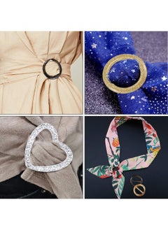 Hysagtek 20Pcs T Shirt Clips Shirt Ties Plastic Scarf Rings For Silk Scarf Tshirt For Women Ladies Girls 80'S Party Accessories With Assorted Shapes (1.18 Inches)  - Image 3