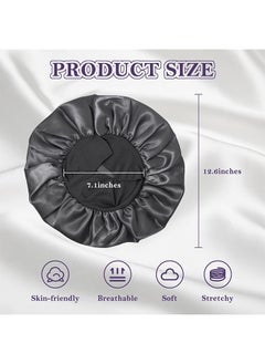 TTESL 2Pcs Silk Bonnet for Sleeping, Satin Hair Bonnets, Soft Elastic Band Silk Sleep Cap, Hair Wrap for Women(Black&White)  - Image 3