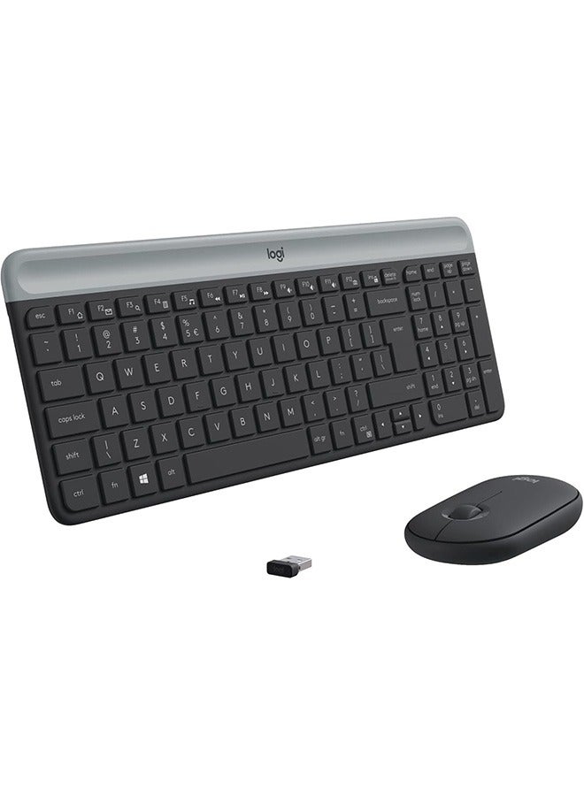 Logitech Mk470 Slim Wireless Keyboard and Mouse Combo - Modern compact layout, ultra-quiet, 2.4Ghz USB receiver, plug and play connection, compatible with Windows - Image 1