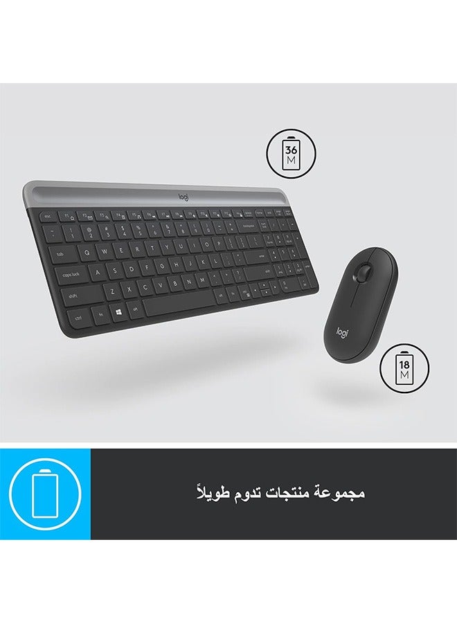 Logitech Mk470 Slim Wireless Keyboard and Mouse Combo - Modern compact layout, ultra-quiet, 2.4Ghz USB receiver, plug and play connection, compatible with Windows - Image 2