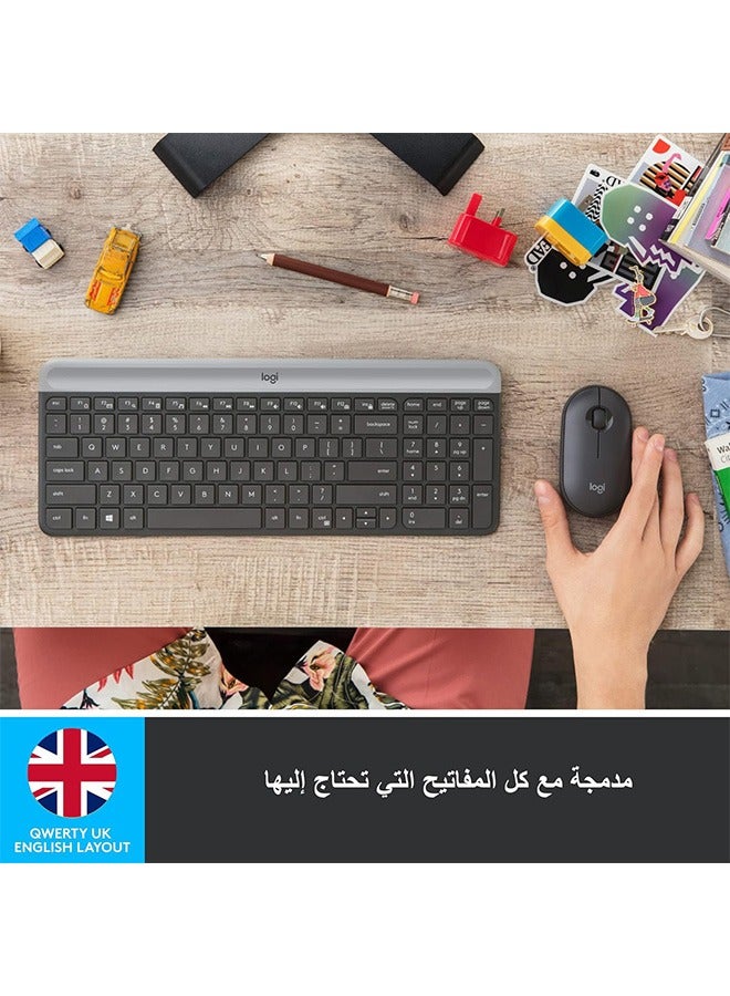 Logitech Mk470 Slim Wireless Keyboard and Mouse Combo - Modern compact layout, ultra-quiet, 2.4Ghz USB receiver, plug and play connection, compatible with Windows - Image 3