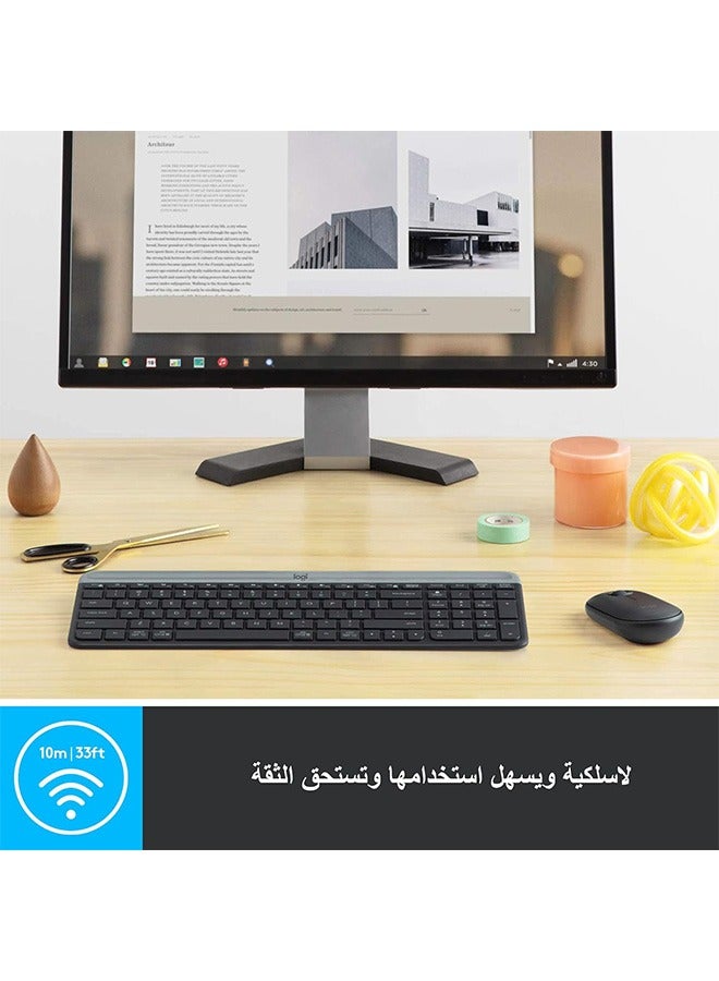 Logitech Mk470 Slim Wireless Keyboard and Mouse Combo - Modern compact layout, ultra-quiet, 2.4Ghz USB receiver, plug and play connection, compatible with Windows - Image 4